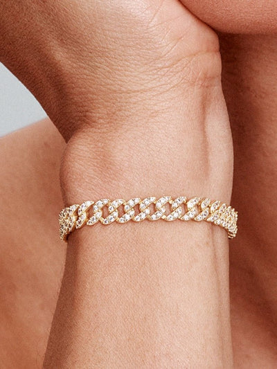 Shannelise | Pink Cuban Bracelet in 18k Gold