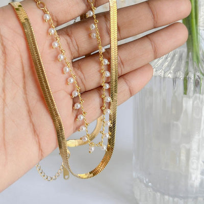 Marizanne | Luxury Snake Necklace & 18K Gold Pearl Jewellery Set