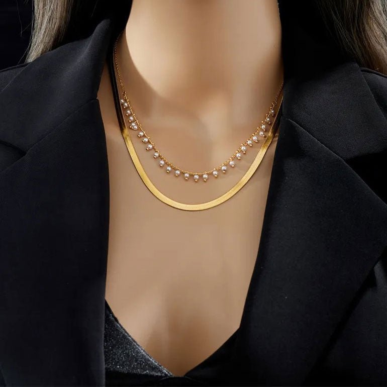 Marizanne | Luxury Snake Necklace & 18K Gold Pearl Jewellery Set