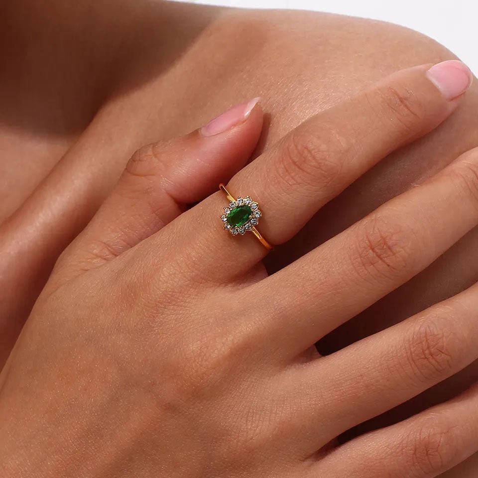 Amaryelle | Green Zirconia Ring in 18K Gold