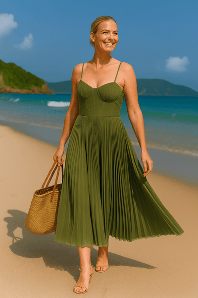 Isabella | Pleated Tulle Midi Dress