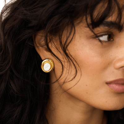Ameliyana | 18k Gold Button Earrings