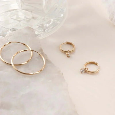 Amarissea | 14k Gold Moonbeam Stone Hoop Earrings