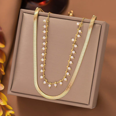 Marizanne | Luxury Snake Necklace & 18K Gold Pearl Jewellery Set